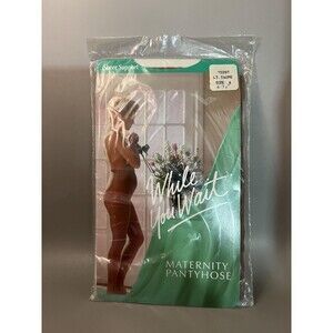While You Wait Maternity Pantyhose Womens A Light Taupe Sheer Support Made USA